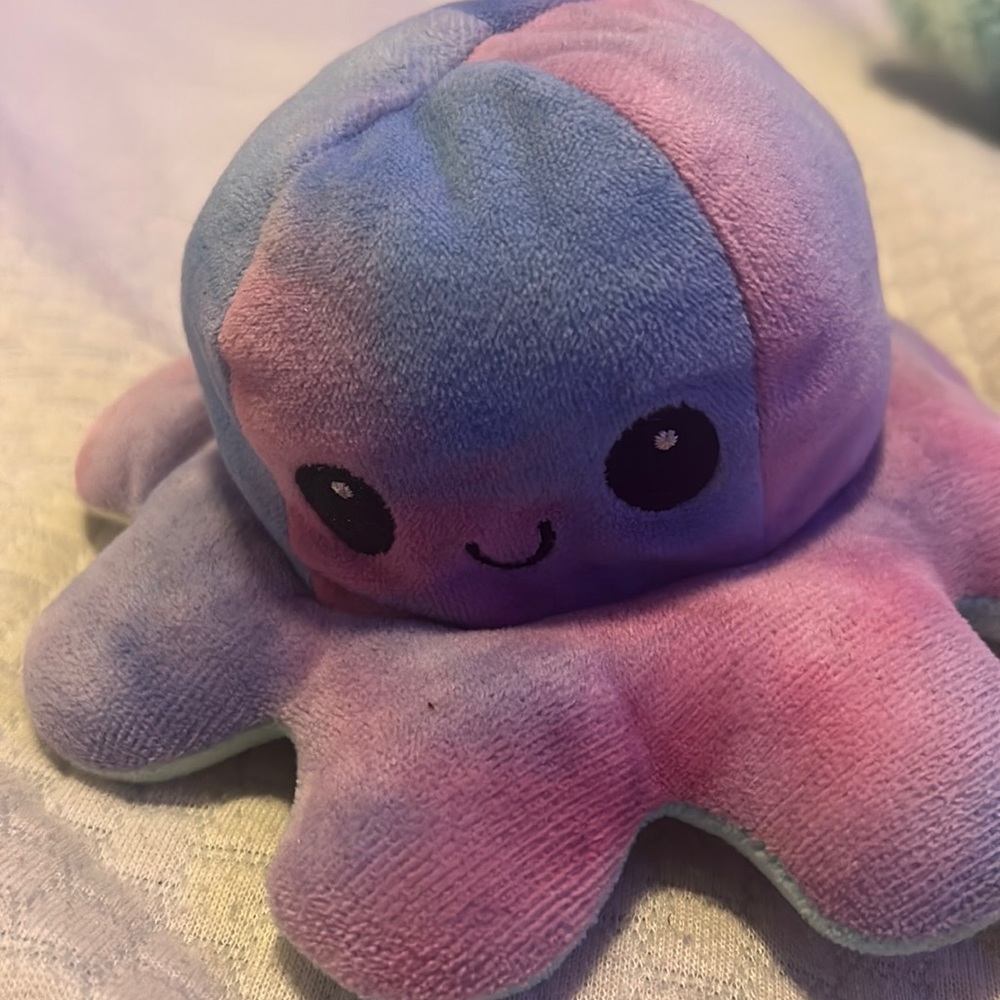 A cute octopus plush that switch colors